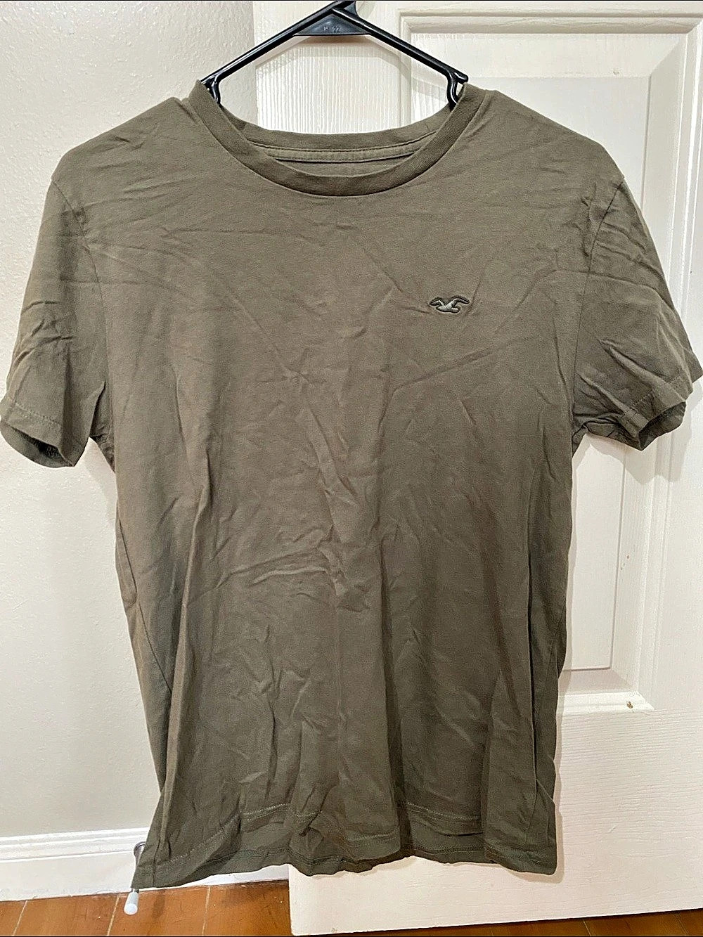 Hollister Icon Crew T-Shirt Olive Cotton Short Sleeve Tee Size Small
